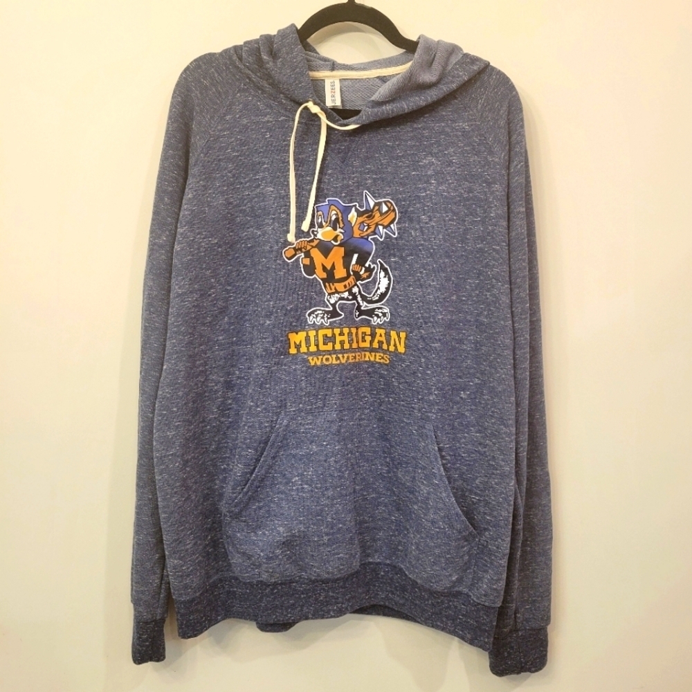 Jerzees Blue Pullover Hoodie Michigan Wolverines Size large